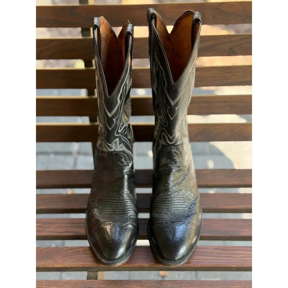 Lucchese 1883 Men's Black Leather Boots Size 10 2E VGC